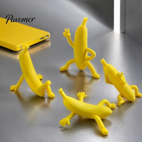 Funny Room Decor 4PCS Banana Man Figurine, 3D Printed Character Desktop Innovative Gift for Friends Ornaments, Novelty Cute Tabletop Toys Office Home