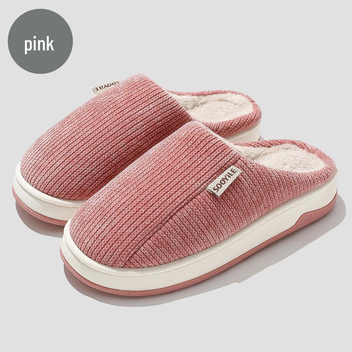 

Мужские и женские 2025 Нескользящие Пушистые Хлопковые Тапочки - Уютная Домашняя Обувь для Осени и Зимы Size 38-39, 24cm розовый