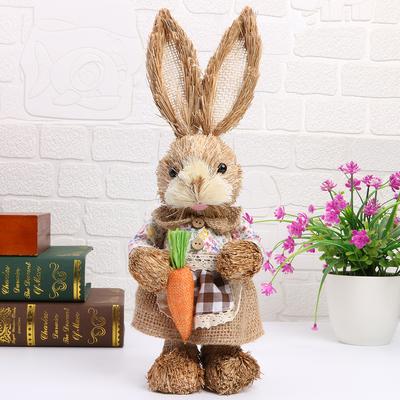 Easter Decorations Bunny Handmade Straw Bunny Rustic Straw Bunny Figurine Easter Straw Rabbit Ornament Spring Home Decor