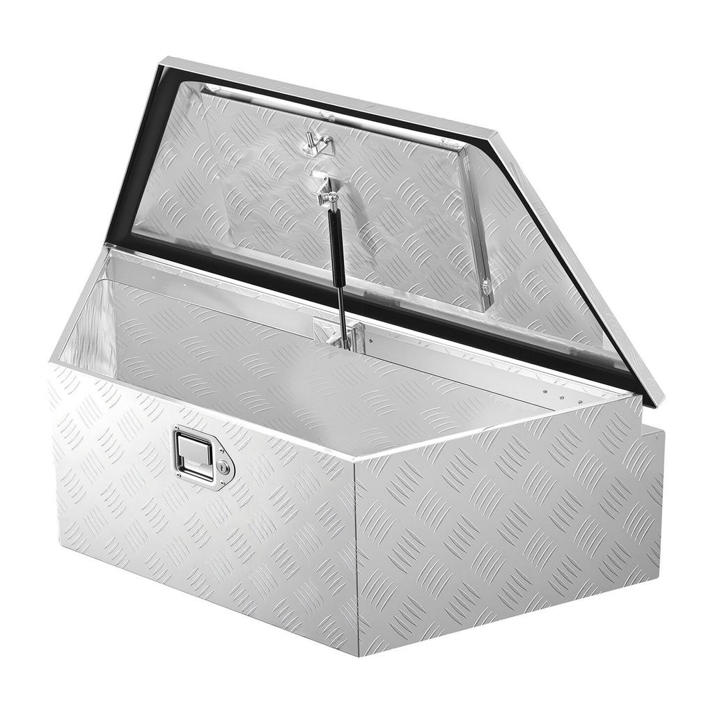 Caixa para Engate de Reboque, 990 x 419 x 305 mm Caixa de Ferramentas de Alumínio para Engate de Reboque, Organizador de Armazenamento Resistente com Trava e Chaves, Baú de Ferramentas Utilitário para Picape