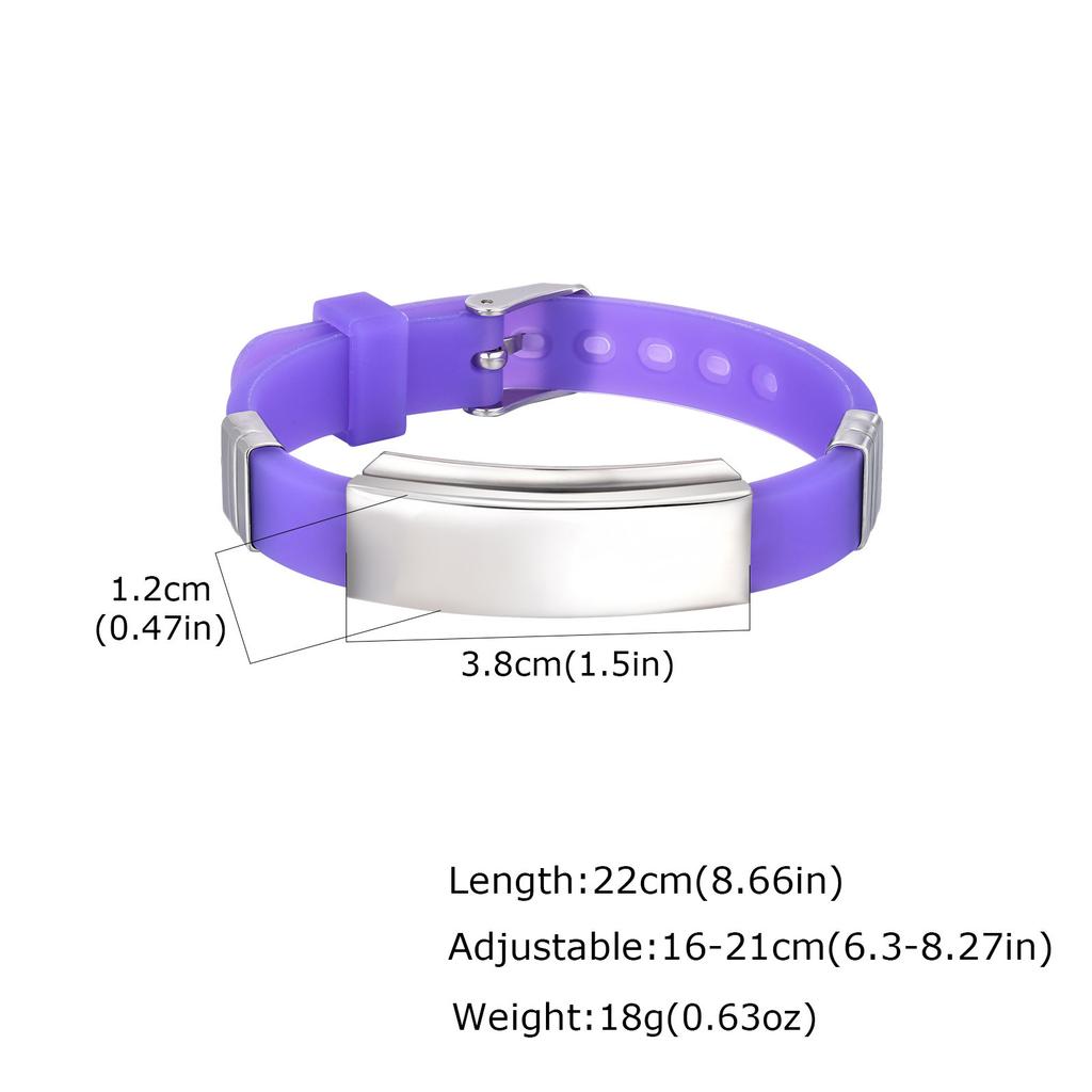 Vnox Bracelet en Silicone Réglable Personnalisable avec Plaque en Acier Inoxydable, Bracelet Souple en Caoutchouc pour Homme
