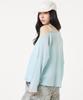 UNKNOWN PLANET Off-Shoulder Logo Long Sleeve Knit Light Blue