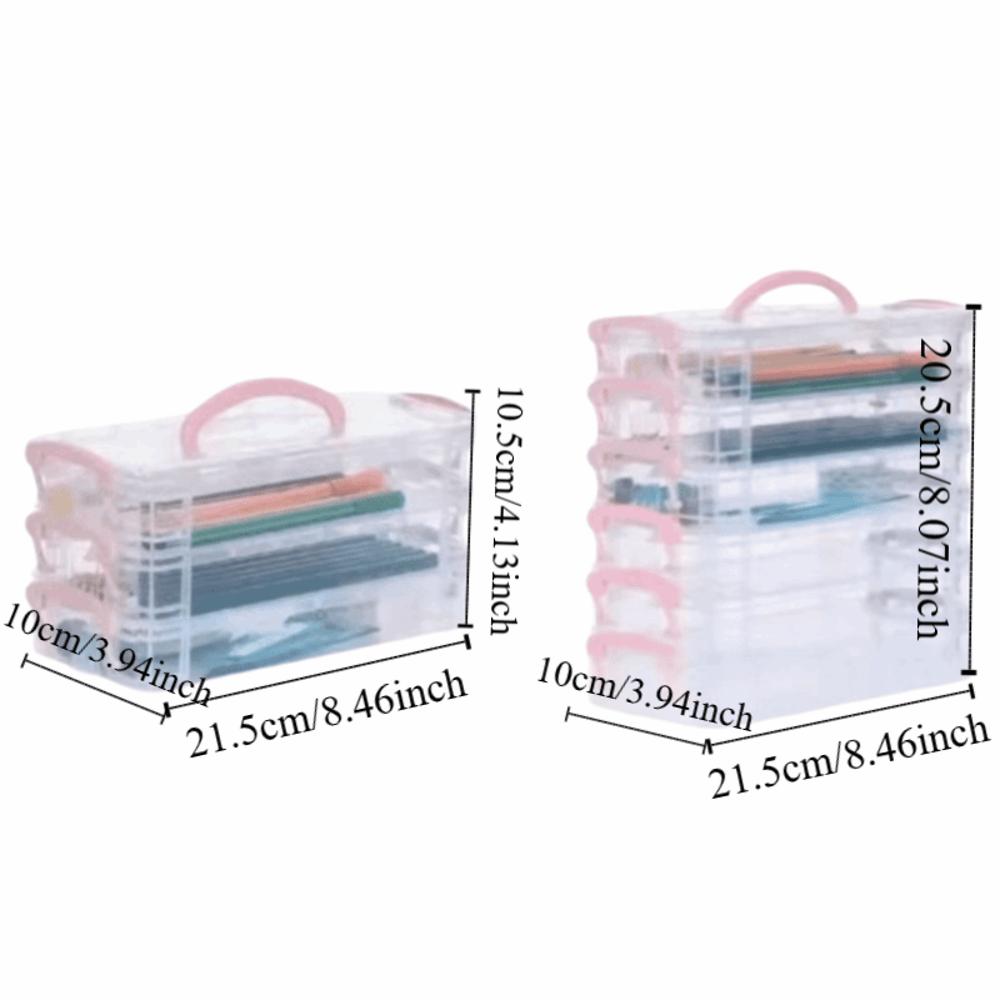 Transparent Watercolor Stationery Organizer Multi Layer Detachable Storage Case  Art Supplies