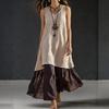 Women's Color Loose Fit Sleeveless V-Neck Maxi Dress, Casual Tank Dress