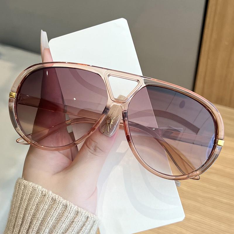 Car Sunglasses Fashion Oversized Pilot Oval Sun Glasses Women Punk Style Vintage Double Beam Shades For Lady Outdoor Eyewear
