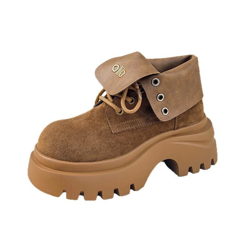 Two British-style Small Thick-soled Martin Boots for Women's 2025 Autumn New Versatile Thin and Heightened Short Boots