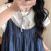 Strip Wood Bead Necklace Clavicle Chain Bohemian Choker Patchwork Cloth Chain Necklace  Girls