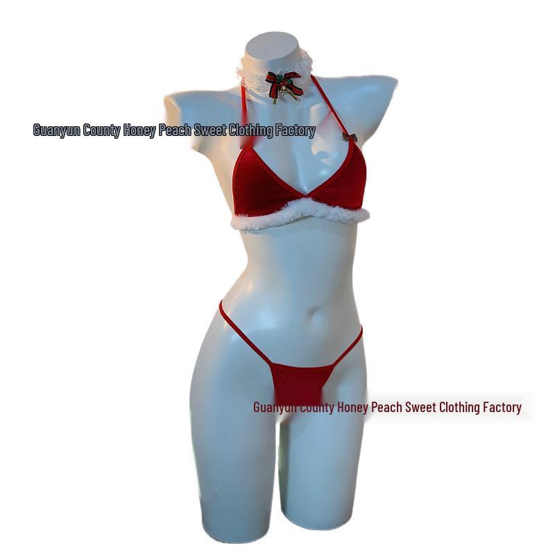 Red Lace Plush Holiday Lingerie Set