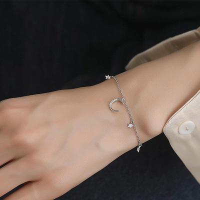 Korean Fashion Moon and Star Tassel Bracelet - Sweet Minimalist Jewelry Gift for Women
