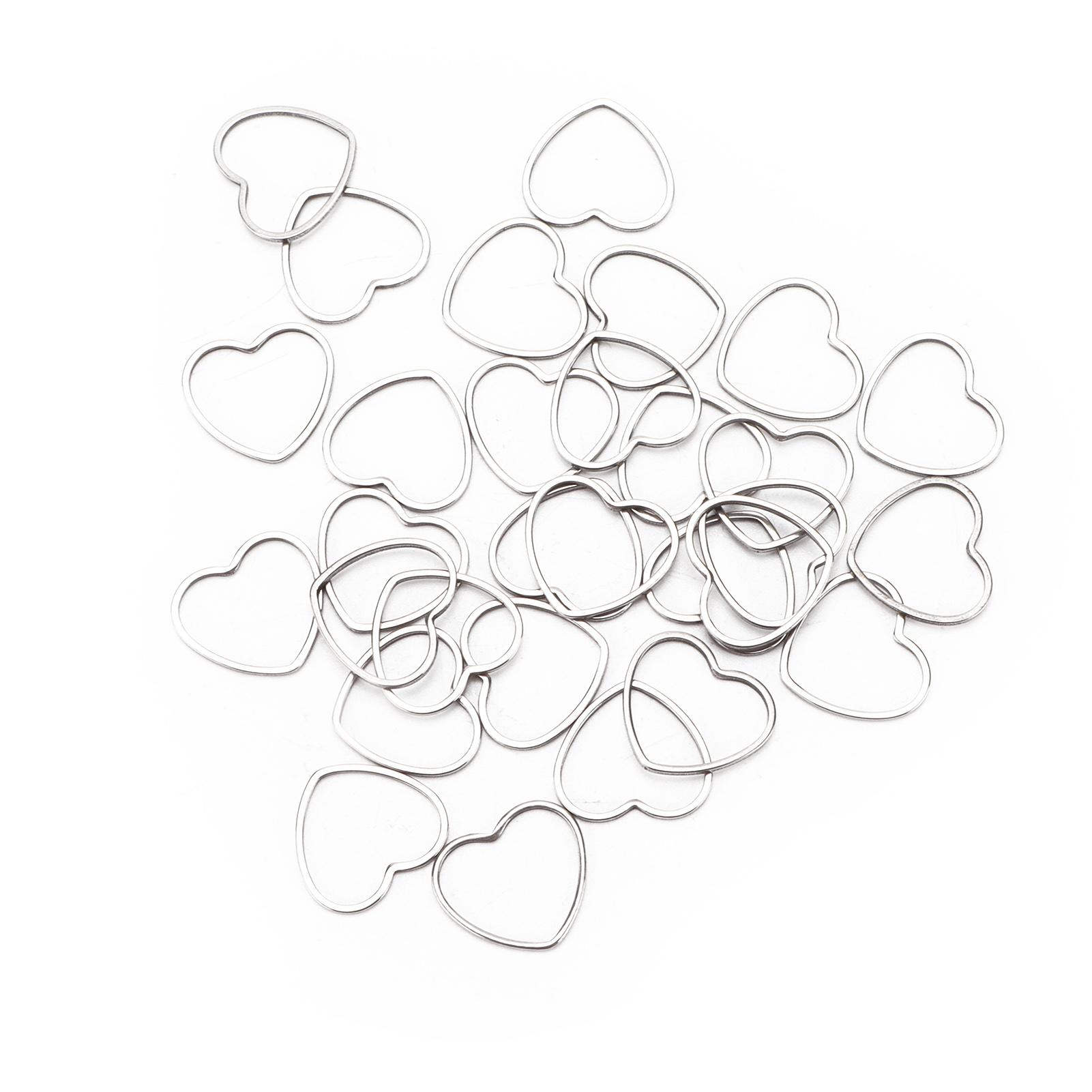 30 Piezas Colgantes para Pendientes DIY Forma de Corazón Acero Inoxidable Marco Hueco Colgantes para Pendiente Collar Pulsera Manualidades white