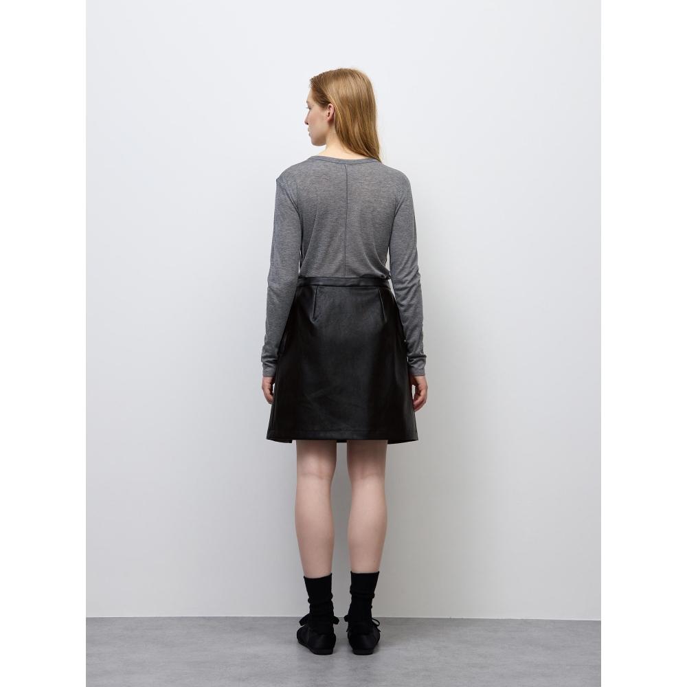 Gu By Uniqlo Box Pleated Skirt  Faux Leather  Mn