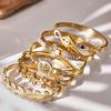 18K Gold Plated Stainless Steel & Zircon Demon Eye, Tree of Life, Pentagram & Geometric Bangle Set