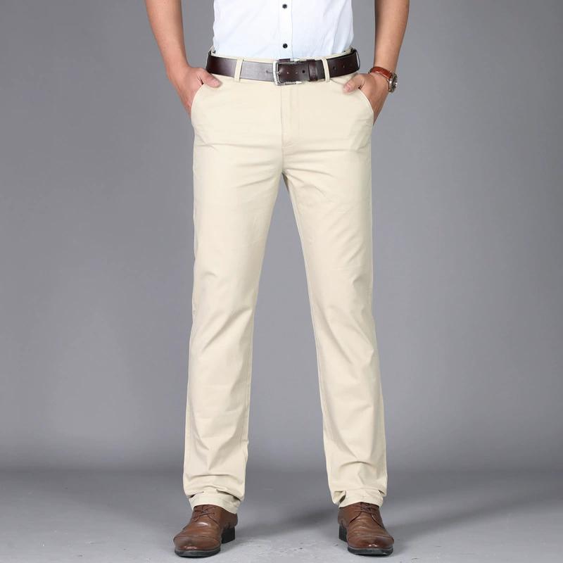 Men's Summer Casual Pants Straight Fit Triangle Pocket Thin Breathable Work Business Suit Trousers Plus Size Fashion