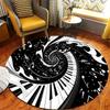 Piano Key & Music Note Round Rug – Non-Slip Polyester Chair Mat for Office Floor Protection – Stylish Home Decor