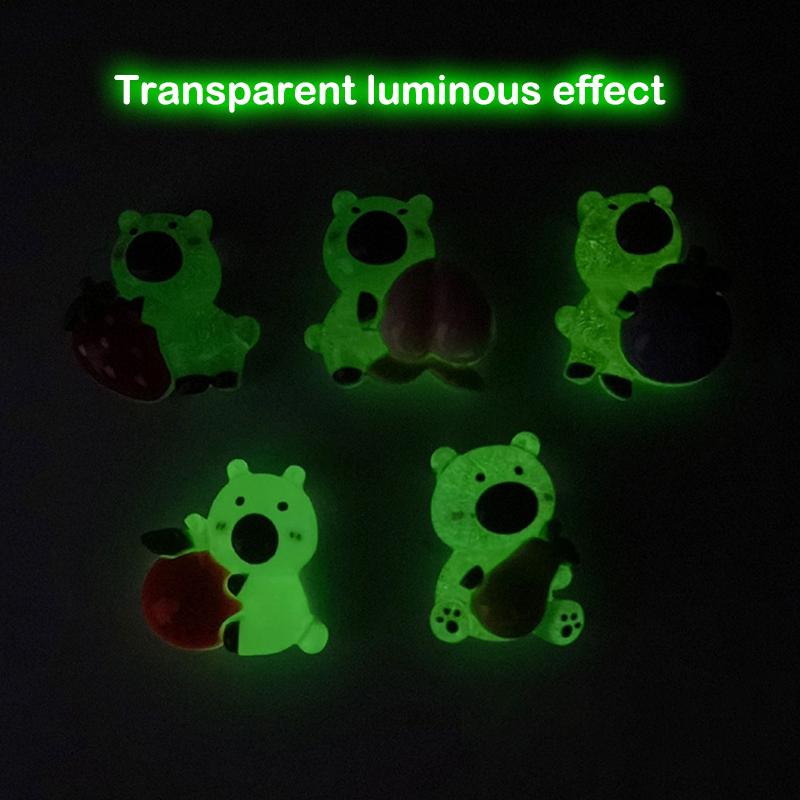 Kawaii Luminous Capybara Car Ornaments Dollhouse Mini Scene Decor Micro Landscape Ornaments Diy Desktop Decoration Toys