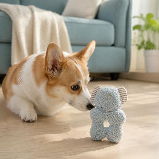Squeaky Plush Toys for Small Dogs Stuffed Animal Dog Chew Toy, Bear Bunny Crinkle Interactive Boredom Relief Accessories Snuffle Toy with Center Hole