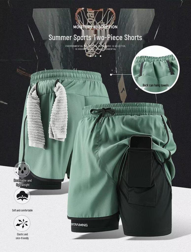 Pantaloncini Sportivi Unisex a Doppio Strato Anti-Esposizione per Corsa e Escursionismo