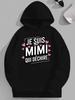 Plus Size Unisex Hooded Sweatshirt with French Phrase and Hearts | Casual Long Sleeve, Slight Stretch Fabric, Hooded Collar