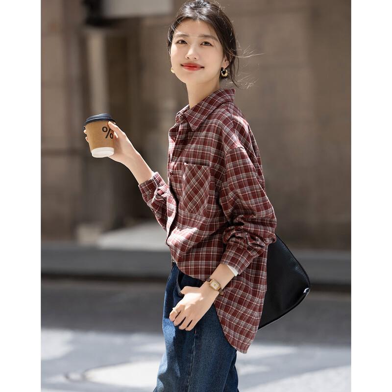 Demana Women's Winter Plaid Long Sleeve Shirt