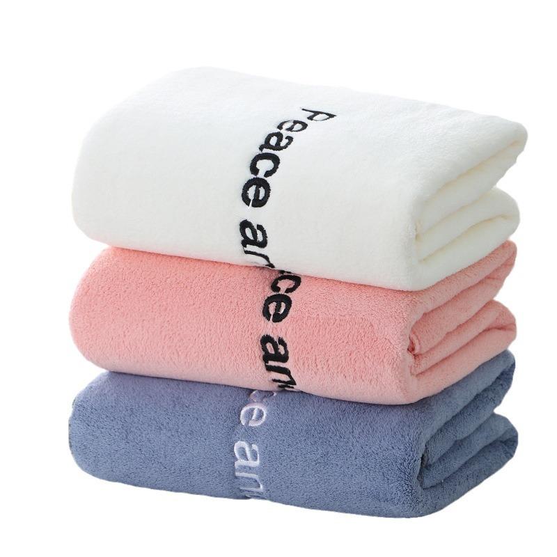 High-Density Coral Velvet Towel Embroidered Super Fine Fiber Face Towel Lock Edge Sliceable Perfect for Gifts Wholesale