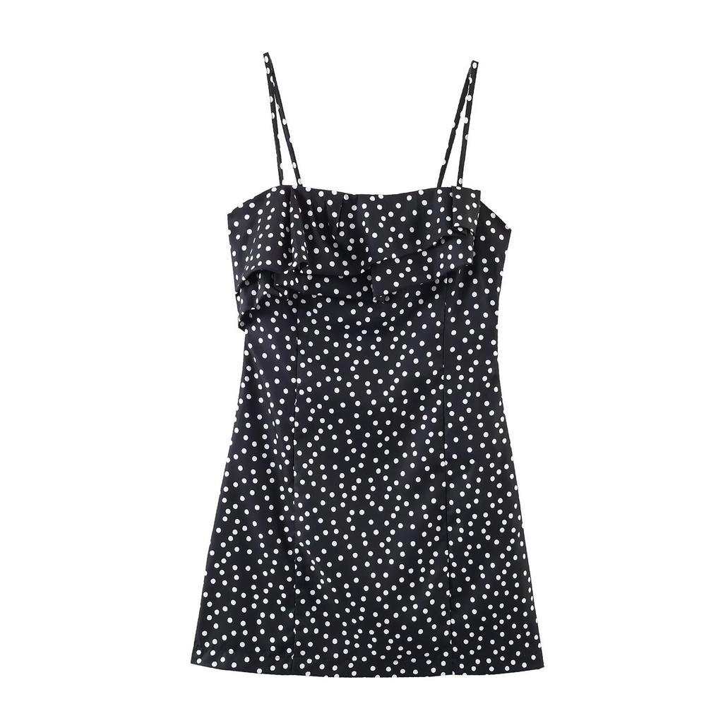 Popular spring new European and American temperament elegant casual classic polka dot mini dress