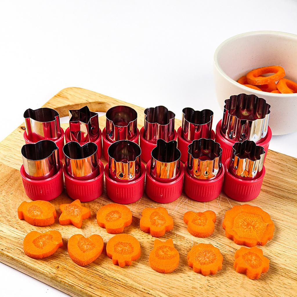 6/8/10/12 Pcs Vegetables Cutter Flower Animal Cartoon Shape Mold Fruit Cake Cookie Cutting Mold Kids Food Baking Styling Tools