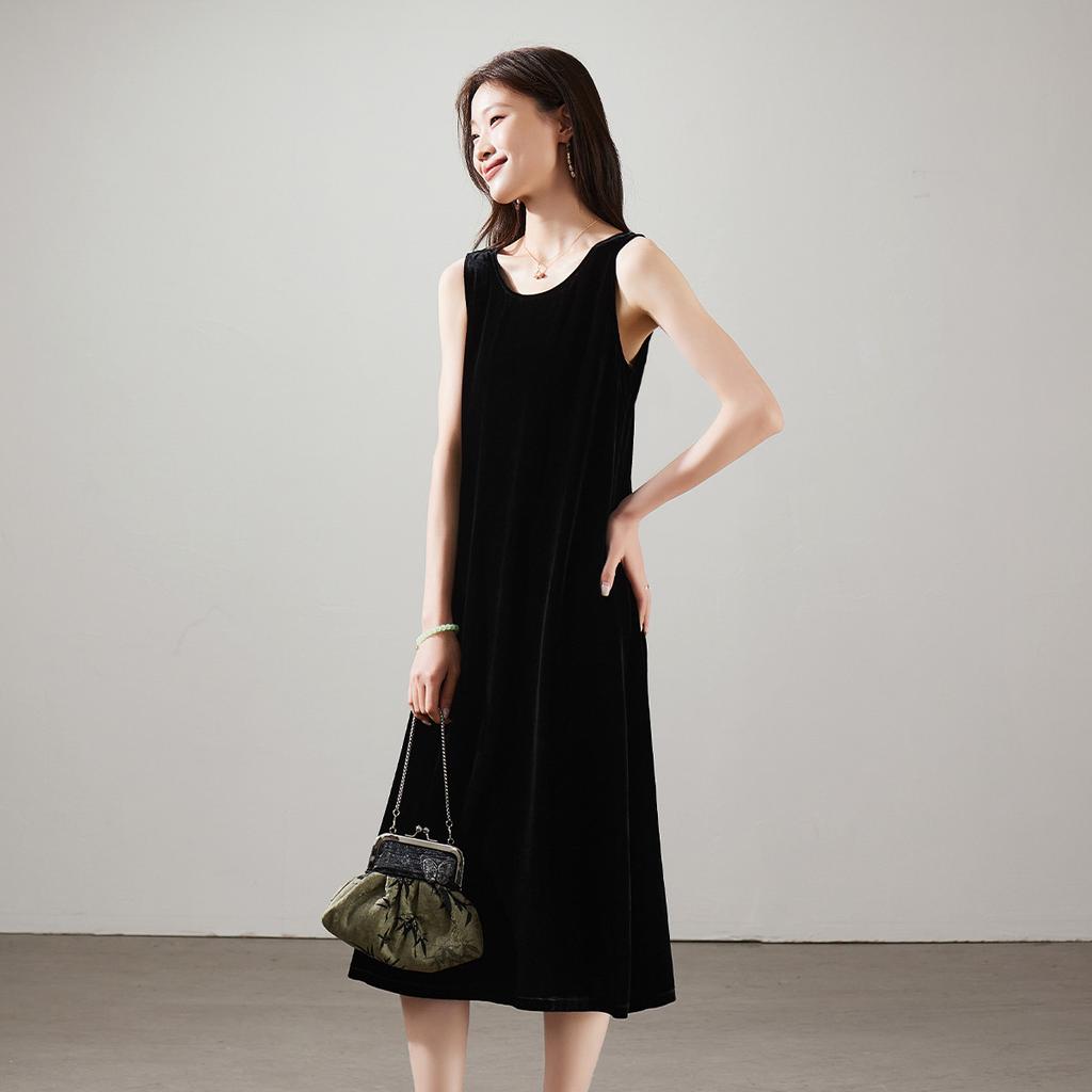 100% Mulberry Silk Velvet Vest Dress