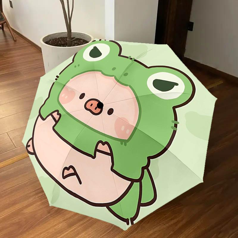 1PC Frog Pig Umbrella-8-Rib Reinforced, Automatic Open, Lightweight & Durable, Cute Fashion Accessory for Outdoor-Y0358