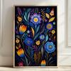 Modern Mexican Blue Flowers Floral Wall Art Prints Canvas Painting Poster Pictures For Living Room Home Decor