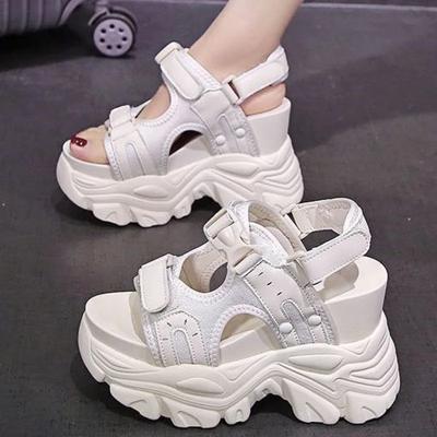 Thick Bottom Women's Sandals Platform High Heels Loafers Two-wear Magic Soles Increase Height Sports Sandals