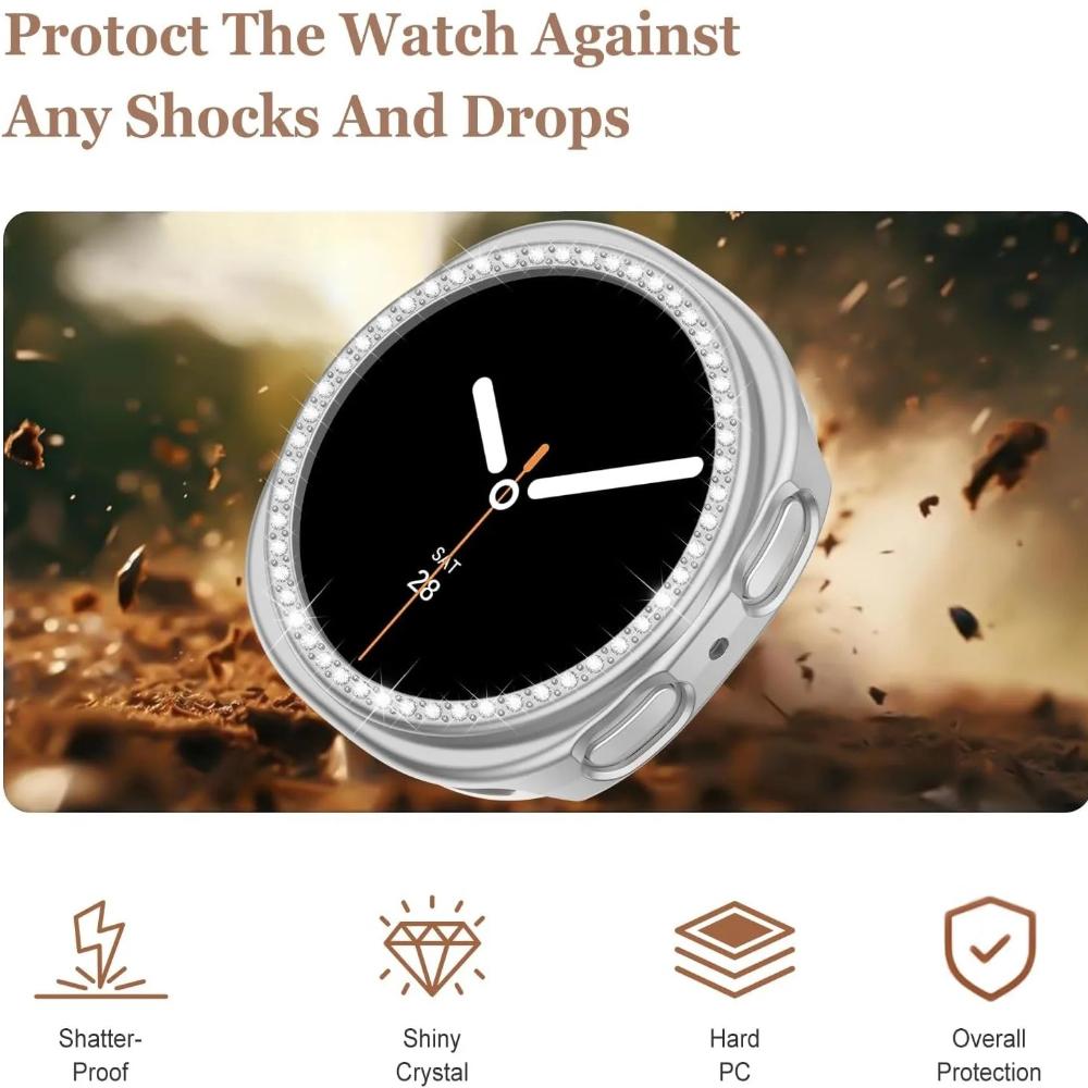 Bling Diamant Hülle für Samsung Galaxy Watch 8 40mm 44mm Zubehör Hohl PC Mauerwerk Schutz Stoßstangen Schale für galaxy watch 8 Abdeckung 46mm