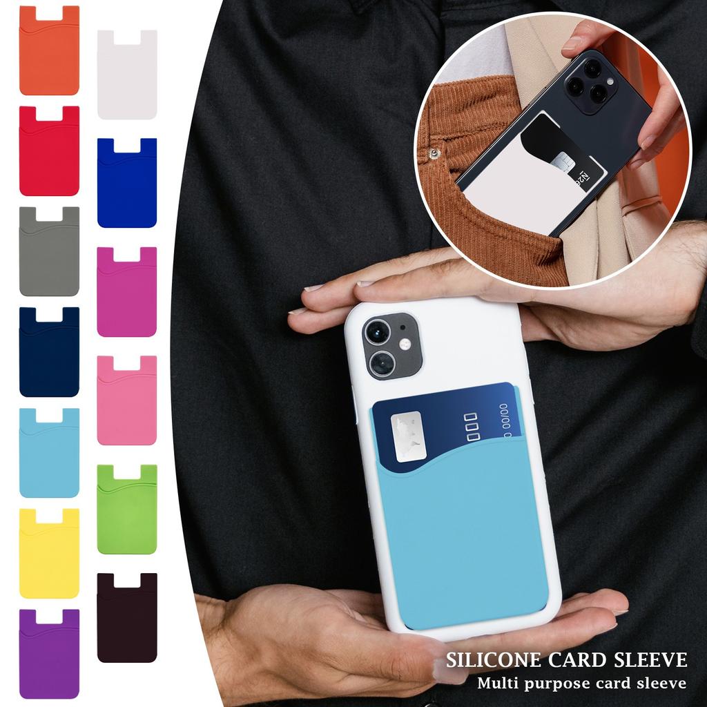 Silikon Handy Kartenhalter Tasche, Aufklebbares Portemonnaie, Selbstklebende Kreditkartenhülle, Kompatibel