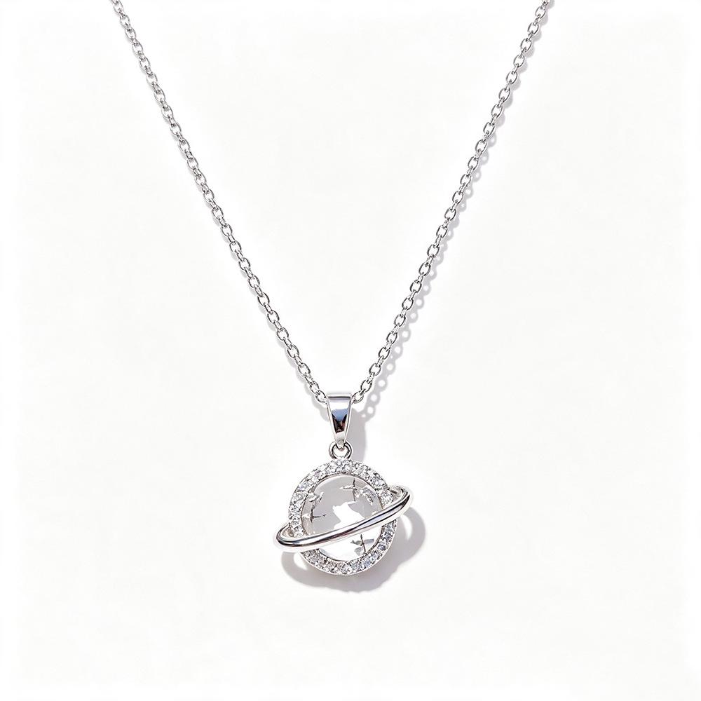 Titanium Steel Planetary Zircon Necklace - Women's Versatile Fashion Jewelry