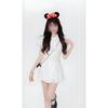 Academy style bubble sleeves white shirt dress children summer temperament small waist skirt
