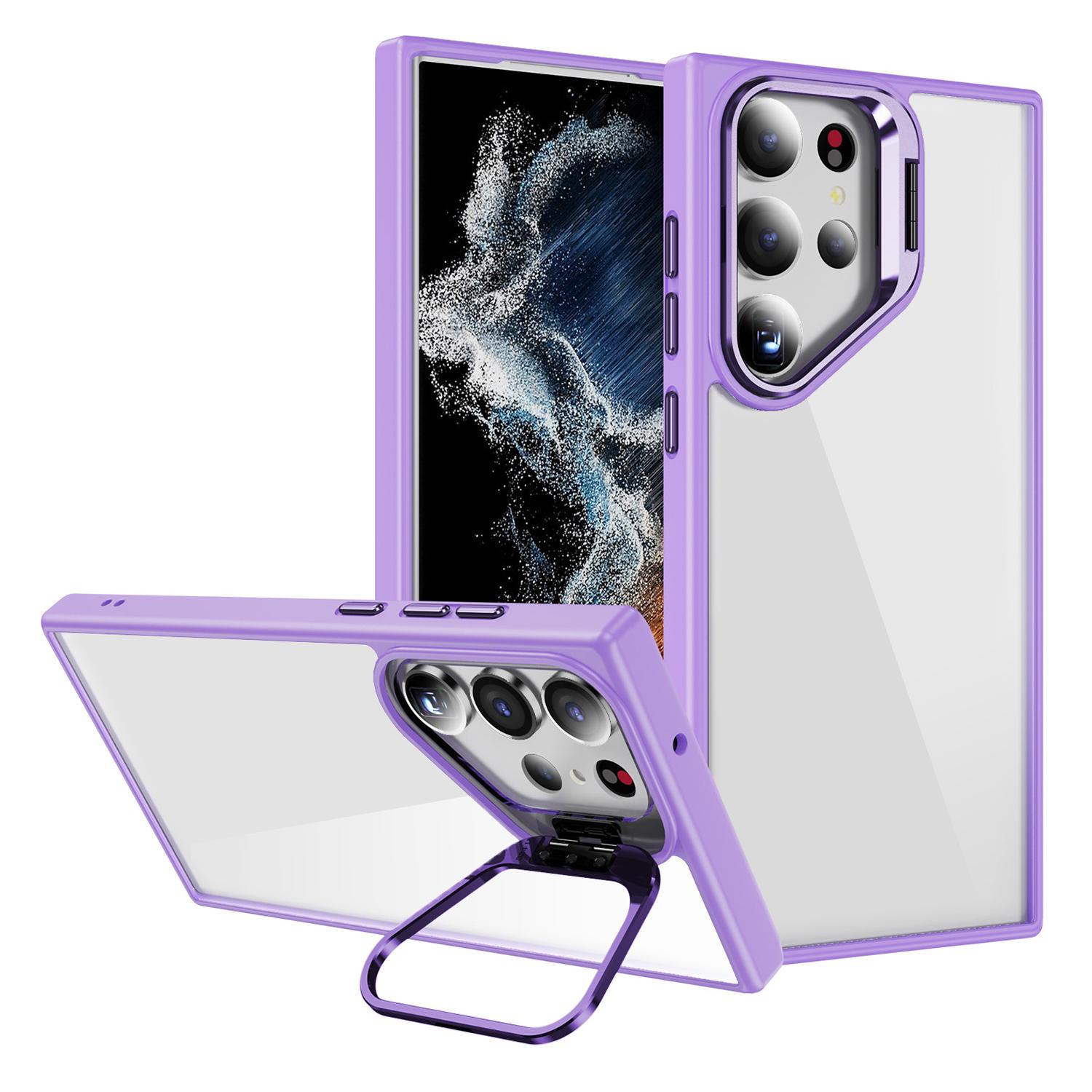 

For Samsung Galaxy S23 Ultra Case Lens Frame Kickstand TPU + Acrylic Protective Phone Cover C