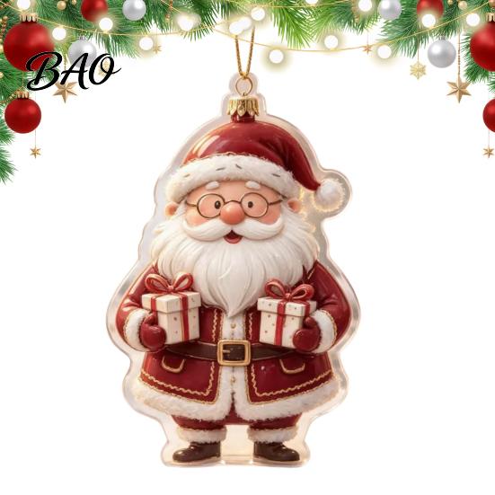 Seasonal Hanging Ornaments for Holidays 2D Flat Acrylic Christmas Ornaments, Decorative Holiday Tree Decorations Lightweight Decor Festivals