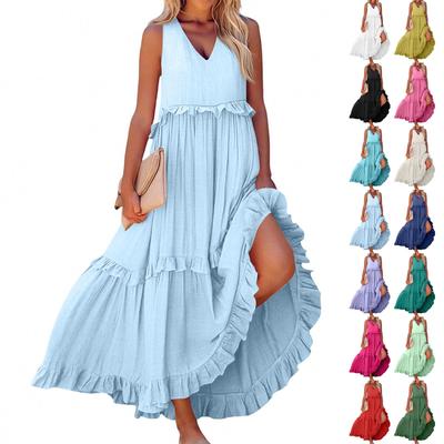 Vestido longo de verão feminino vestido de praia grande swing