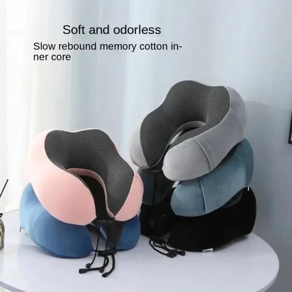Lightweight U Shaped Neck Pillow with Storage Bag Airplane Neckrest Pad  Head Neck Support