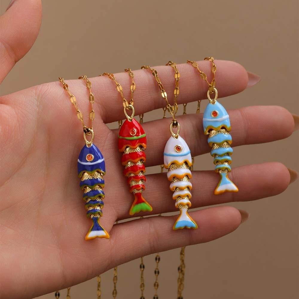 3D Plated Enamel Fish Charms Carp Drip Oil  Fish Bag Pendant Movable Mini Metal Fish  Key Ring
