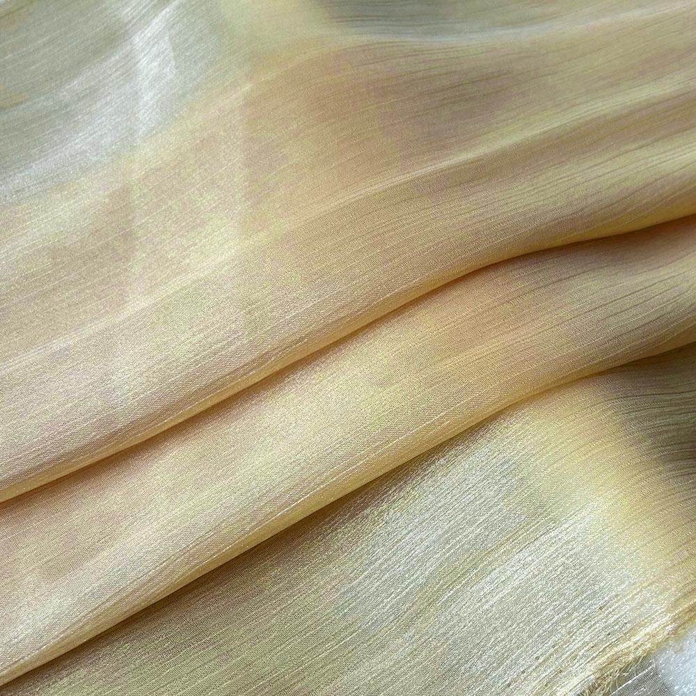 Silver Silk Sheer Crepe Chiffon Fabric Thin Crinkled Shiny Tulle For DIY Sewing Costume Shirts Wedding Party Backdrop Decoration