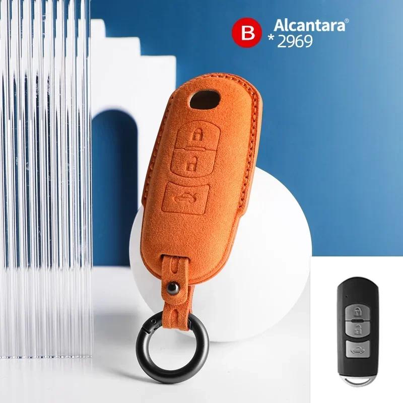 Interior Mouldings Alcantara Suede Car Key Case Cover For Mazda CX50 CX60 CX90 2 3 5 6 CX3 CX5 CX7 CX9 CX8 Keychain Remote Prote