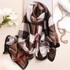 Designer Women Silk Scarf Luxury Plaid Long Satin Scarves Beach Pareo Stole Foulard Femme Bandana Hijab Lady Shawls Wraps