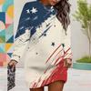 Women Plus Size Round Neck Long Sleeve American Eagle Printed Sweatshirt Mini Dress