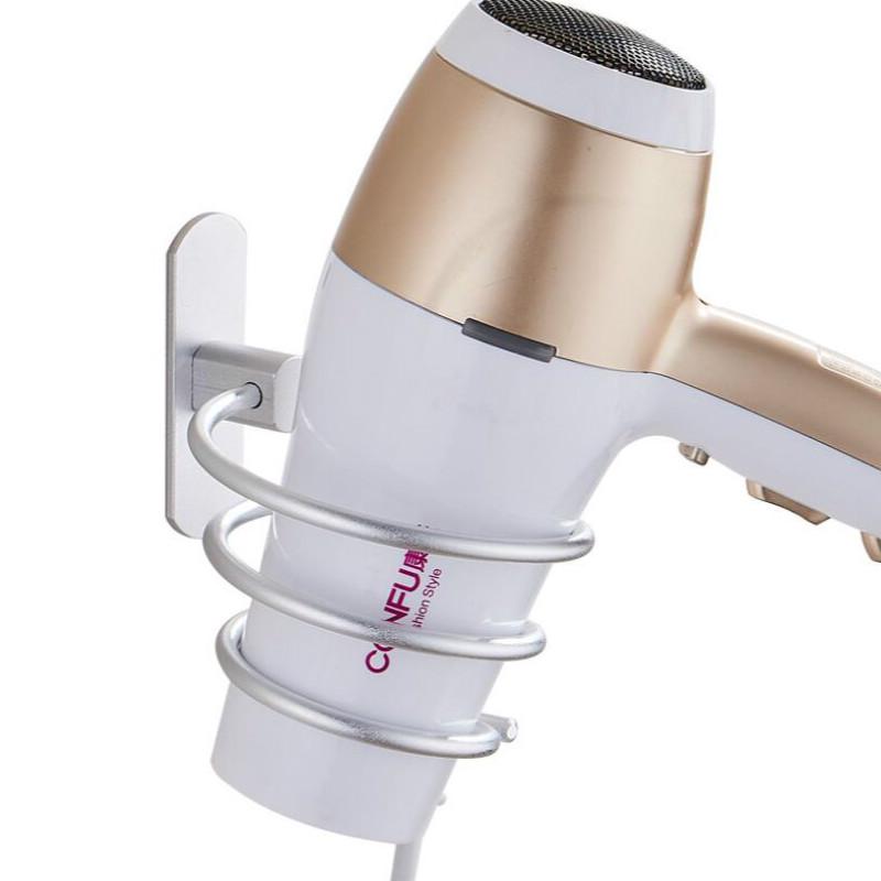 Hair Dryer Rack Space Aluminum Bathroom Wall Holder Shelf Storage