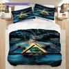 Mystic Symbols Cosmic Energy Three-piece set (1 * duvet cover + 2 * pillowcase, without core) 2D Flat Duvet cover and pillowcase