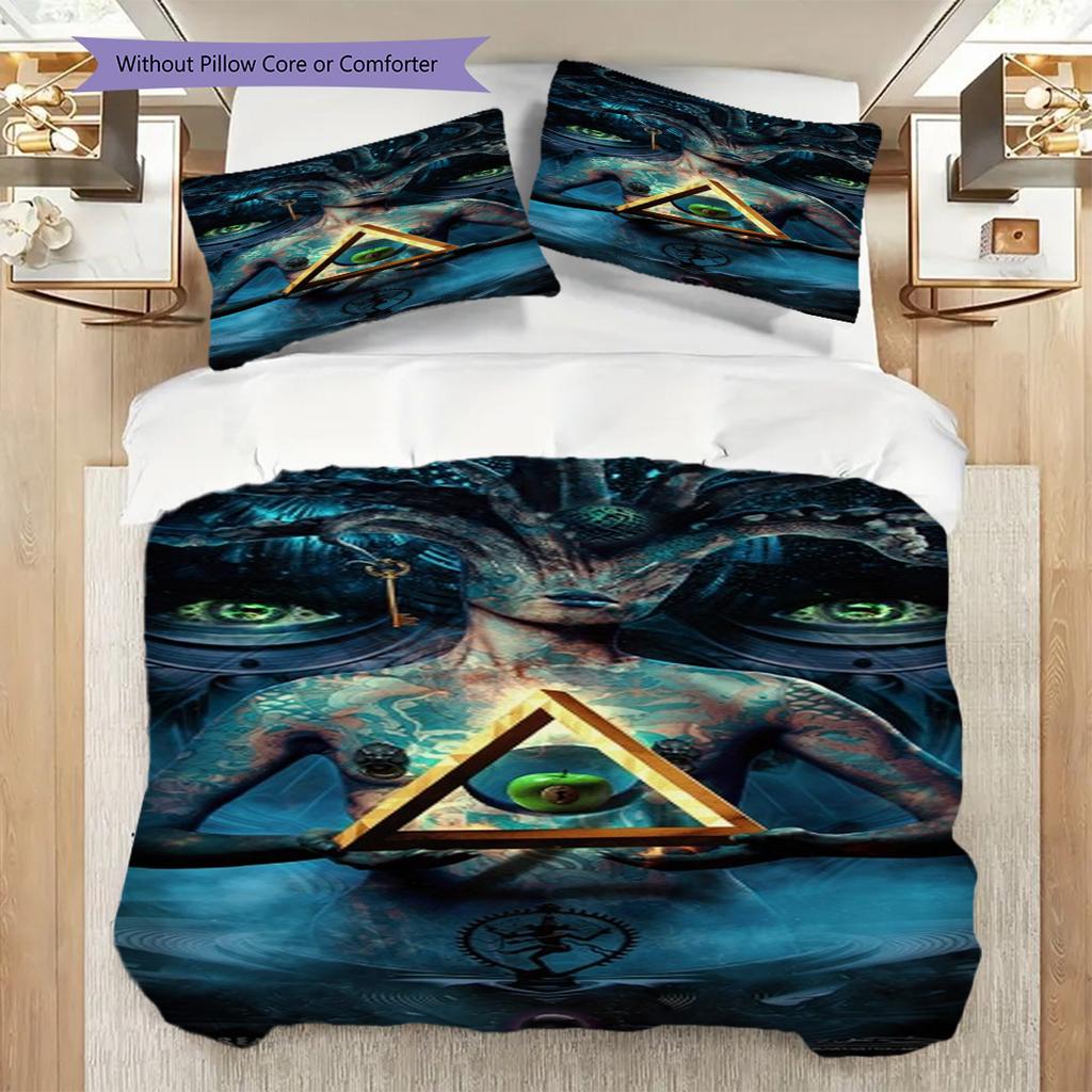 Mystic Symbols Cosmic Energy Three-piece set (1 * duvet cover + 2 * pillowcase, without core) 2D Flat Duvet cover and pillowcase