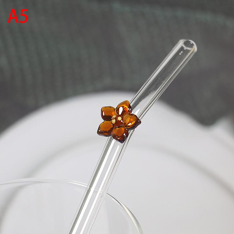 Flower Glass Straw, Reusable Drinking Straws Cute Butterfly For Festival Party Wedding Cocktail Bar Beachs