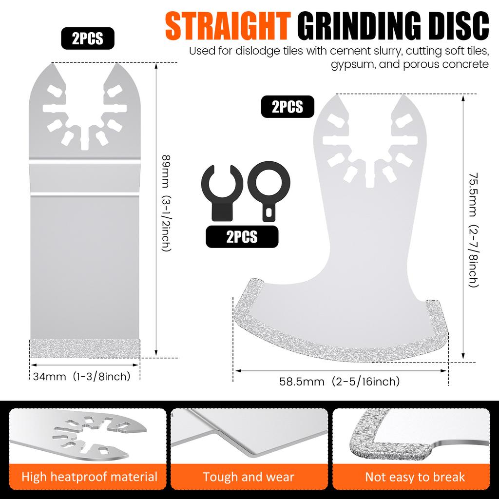 4-12Pcs Diamond Oscillating Tool Blade Set DIY Multi Tool Mortar Cutting Saw Blades Precise for Grout Removal, Soft Tile Cut