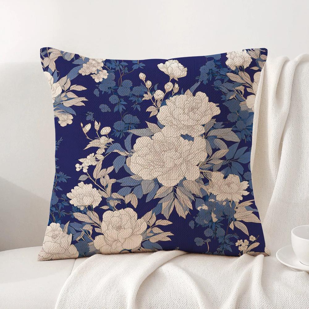 Classic Pattern Cushion Cover Natural Linen Organic Fabric Double-Sided Printing Sofa Home Decor Gift Pillow Cover