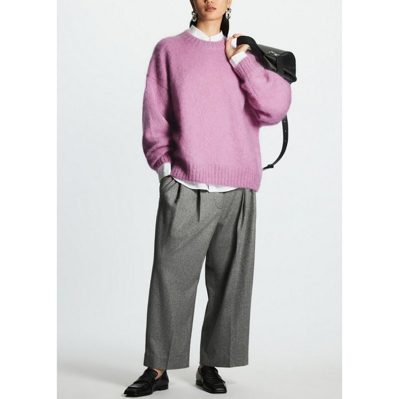 MD Spring New Arrival Basic Style Loose Casual Sweater round Neck Mohair Blended Sweater 1097008